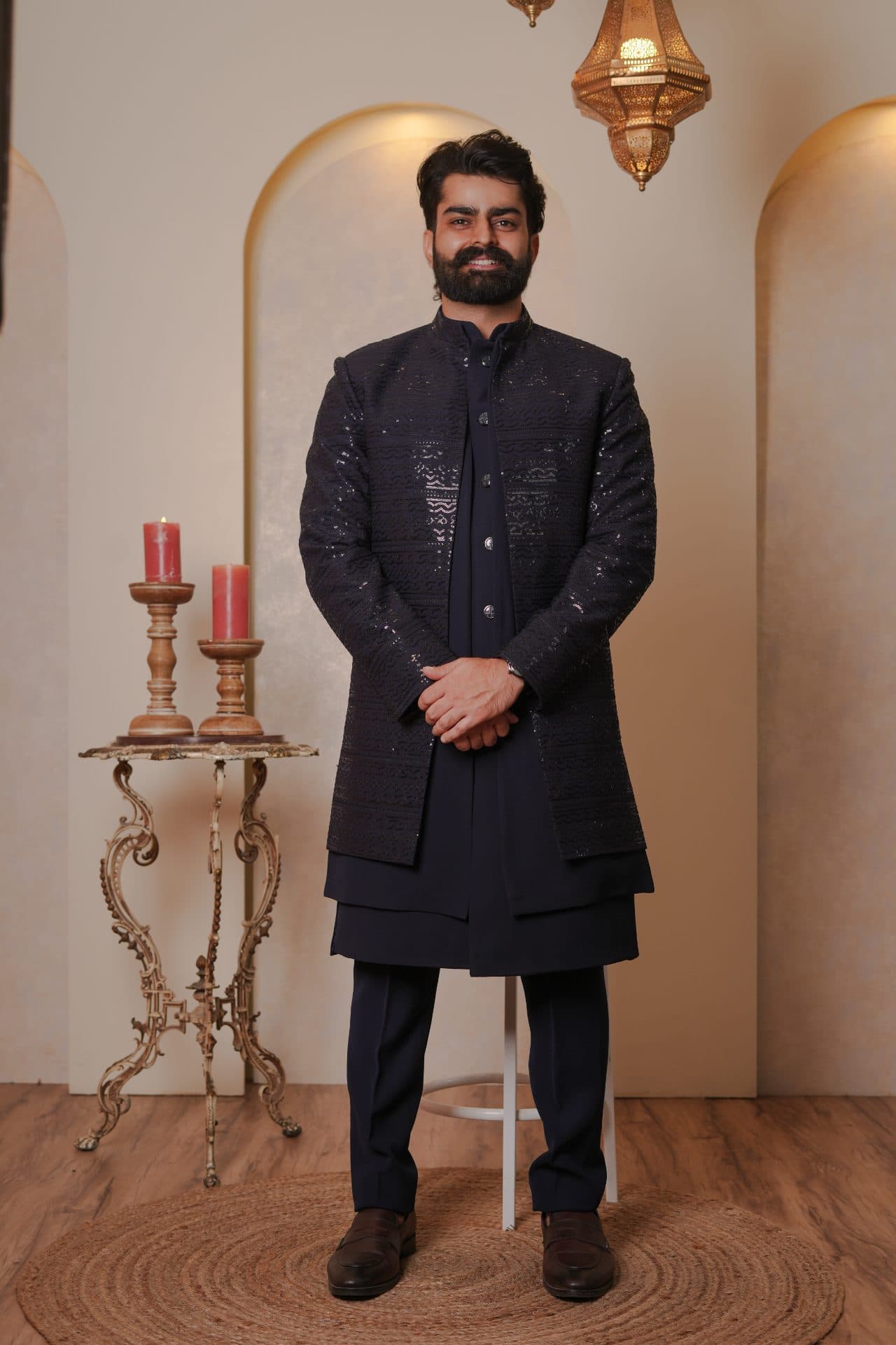 Indowestern 3Layer Navyblue